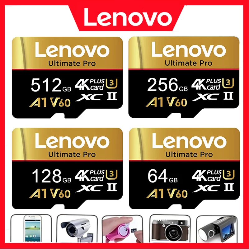 Tarjeta Micro TF/SD Original Lenovo de Alta Velocidad Extrema, 16GB 512GB 256GB 128GB 32GB 64GB 16GB, Clase 10 de Alta Velocidad para Teléfono y Cámara D