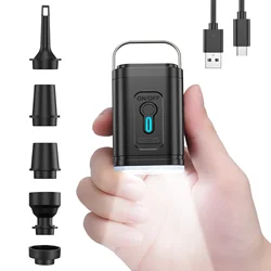 Mini Electric Air Pump Portable Wireless Air Compressor with LED Light Quick Inflate/Deflate Pump for Air Mattress Swim Ring