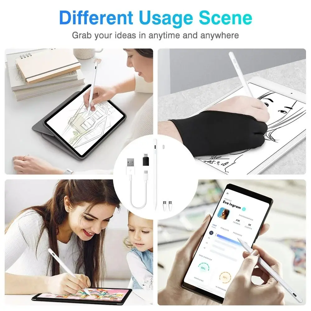 Double Rubber Head 3 in 1 Stylus Pen Multifunction Phone Drawing Tablets Pen 3 in 1 Universal Phone Stylus Phone Accessories
