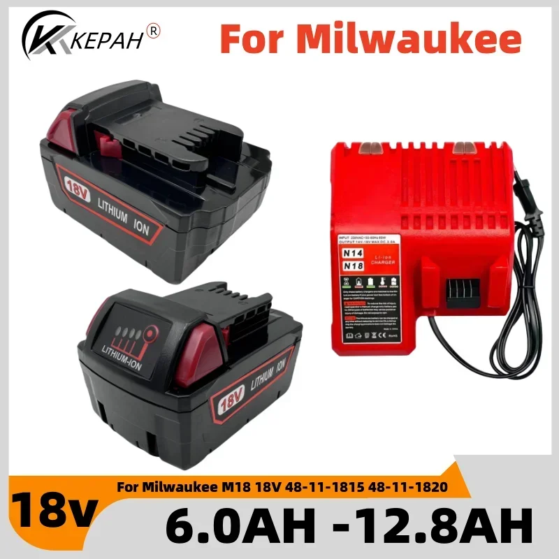 

For Milwaukee M18 18V 9800mAh/12800mAh Replacement For Milwaukee M18B5 XC Li-ion battery 48-11-1815 48-11-1850 2604-22 2604-20