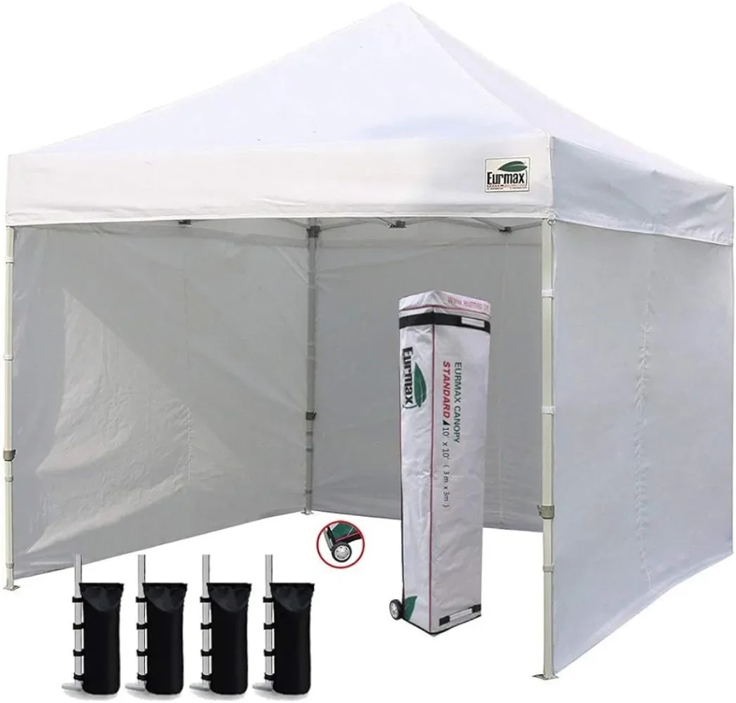 

10'x10' Ez Pop-up Canopy Tent Commercial Instant Canopies with 4 Removable Zipper End Side Walls and Roller Bag