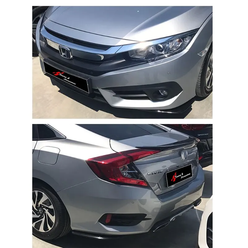 Honda Civic FC5, передняя и задняя торцовая пластина, черное пианино, комплект из 4 предметов Honda Civic FC5, передняя и задняя торцовая пластина, черное пианино, комплект из 4 предметов