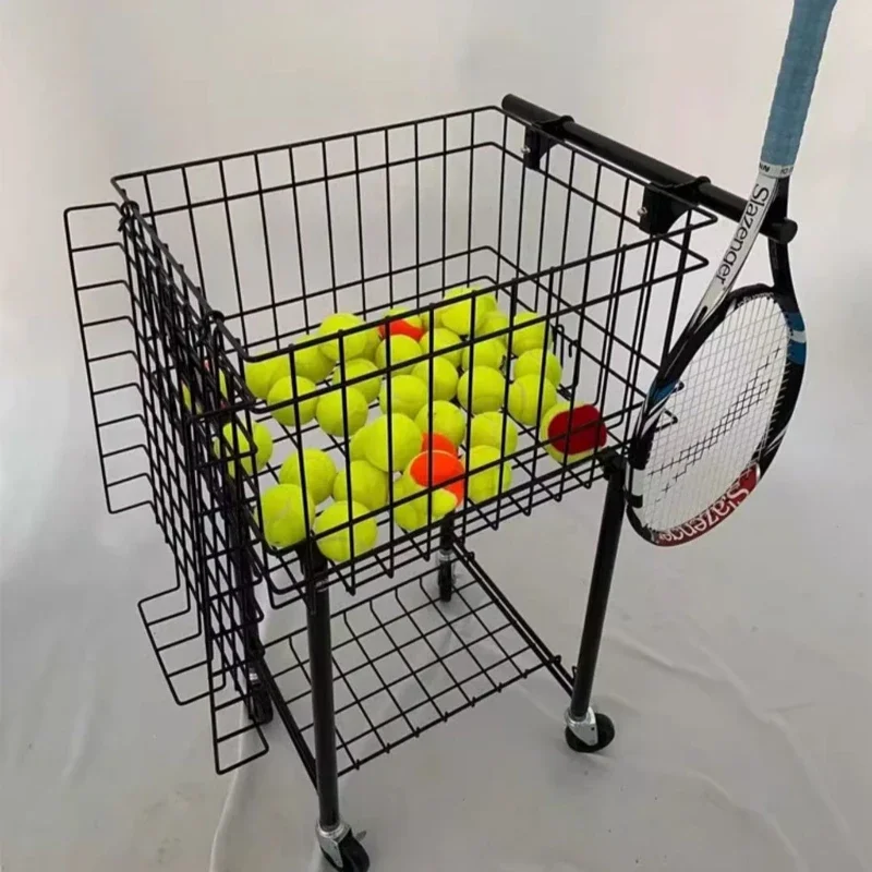 Folding Gym Training Equipment Tennis Ball Racket Foldable Baseball Storage Cage Cart Wheel Tool Metal Basket Display Rack Stand