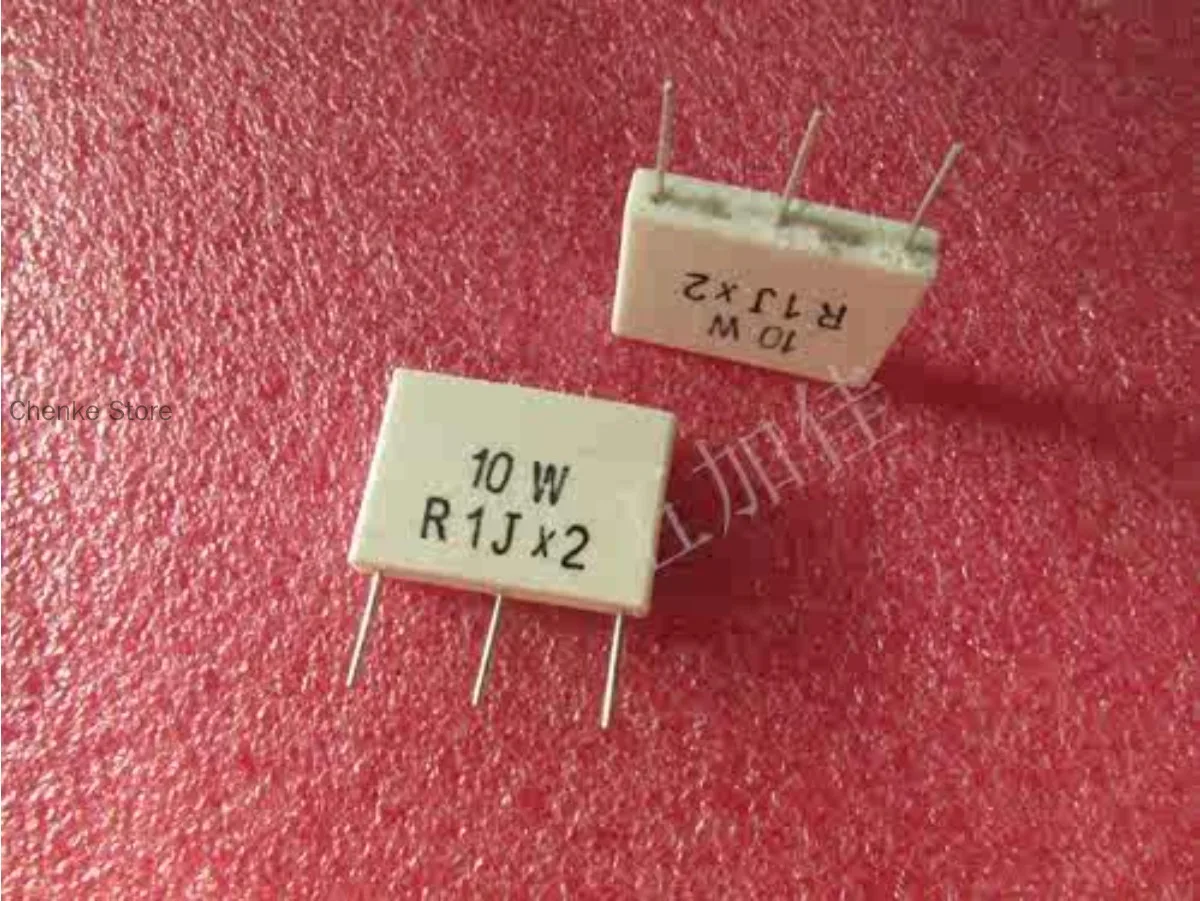 

20PCS/10W 0.1R 100mR 5% 5W+5W R1JX2 Three Leg Vertical Cement Frequency Divided Ceramic Resistors