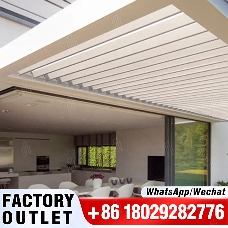 oscaracso Courtyard Living Space Attached Patio UV Block Waterproof Open Air Dinning Canopy Bioclimatic Aluminum Pergola