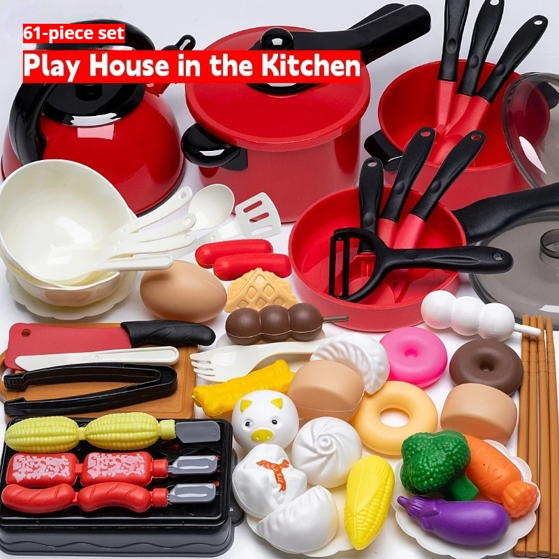 Mini ensemble de jouets de cuisine pour enfants: cuisinière à Induction de Simulation, ustensiles de cuisine et de frire, jouets ménagers, ensemble complet