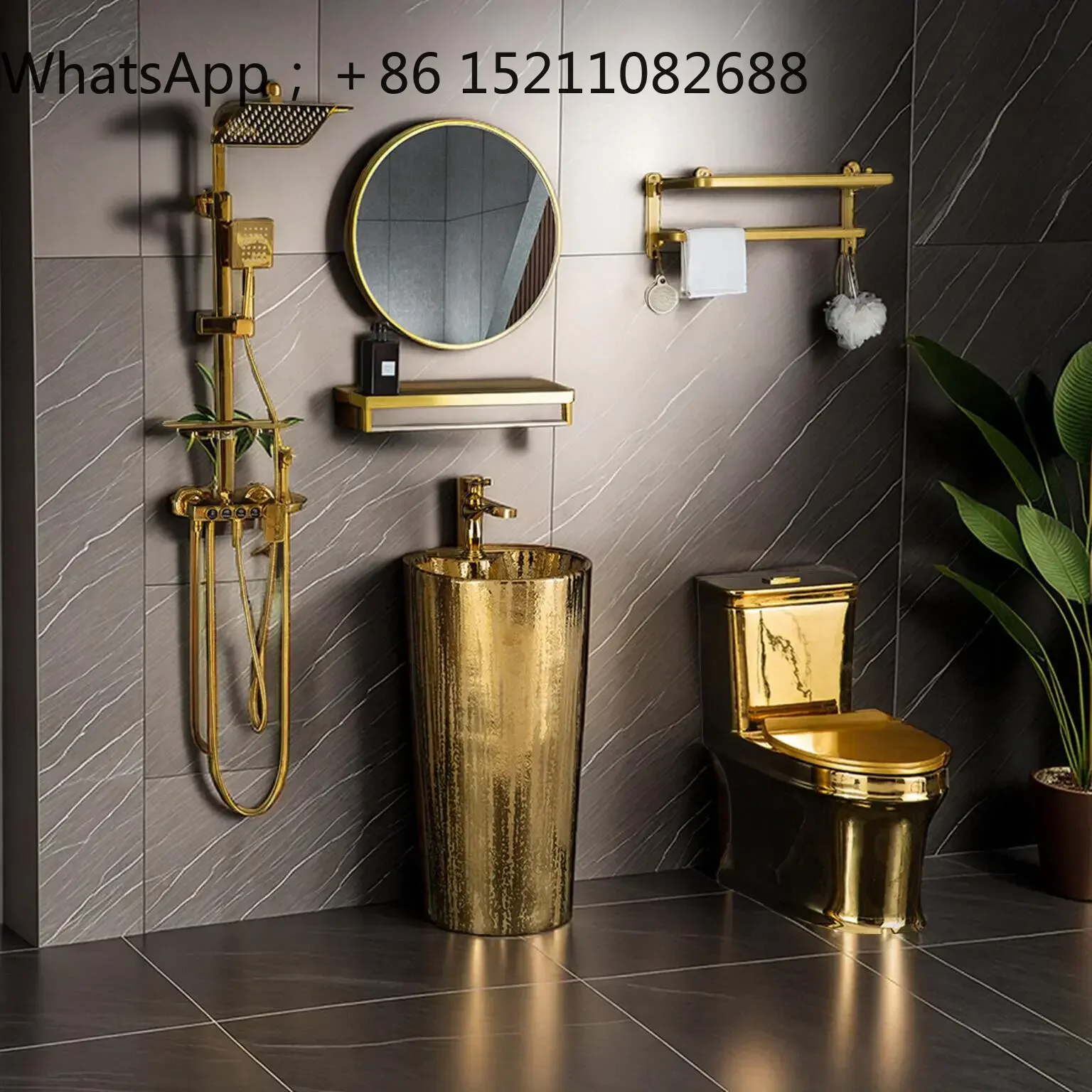 SCY golden column basin, integrated floor-to-ceiling cylindrical wash basin, hotel restaurant wash basin