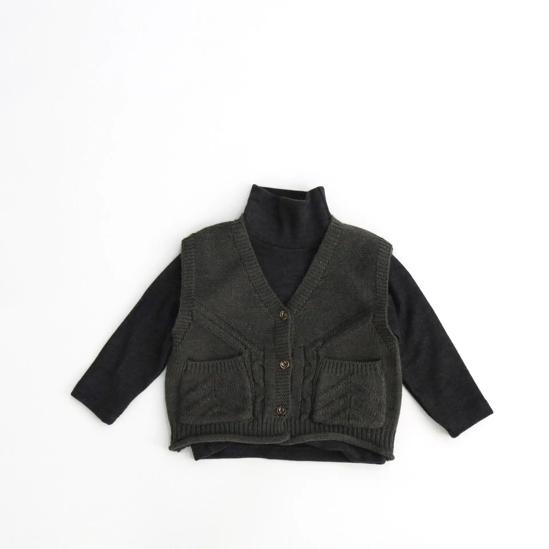 

2025 Autumn New Children Sleeveless Knit Vest Baby Boys Girls Sweater Cardigan Kids Cotton Knitted Vest Jacket Infant Clothes