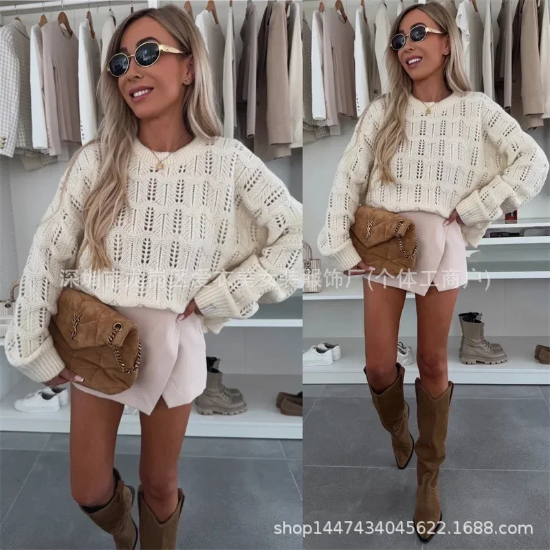 2025 New Women Round Neck Long Sleeve Loose Sweater Autumn Winter Fashion Item Multi Color Options