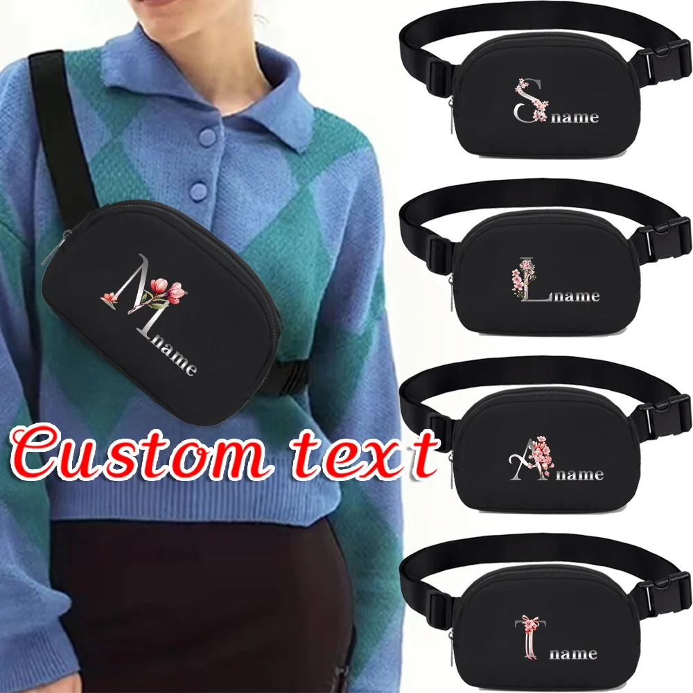 

Customized Name Waist Bag Large Capacity Mobile Wallet Storage Bag High-quality Waist Bag First Letter Printing Series