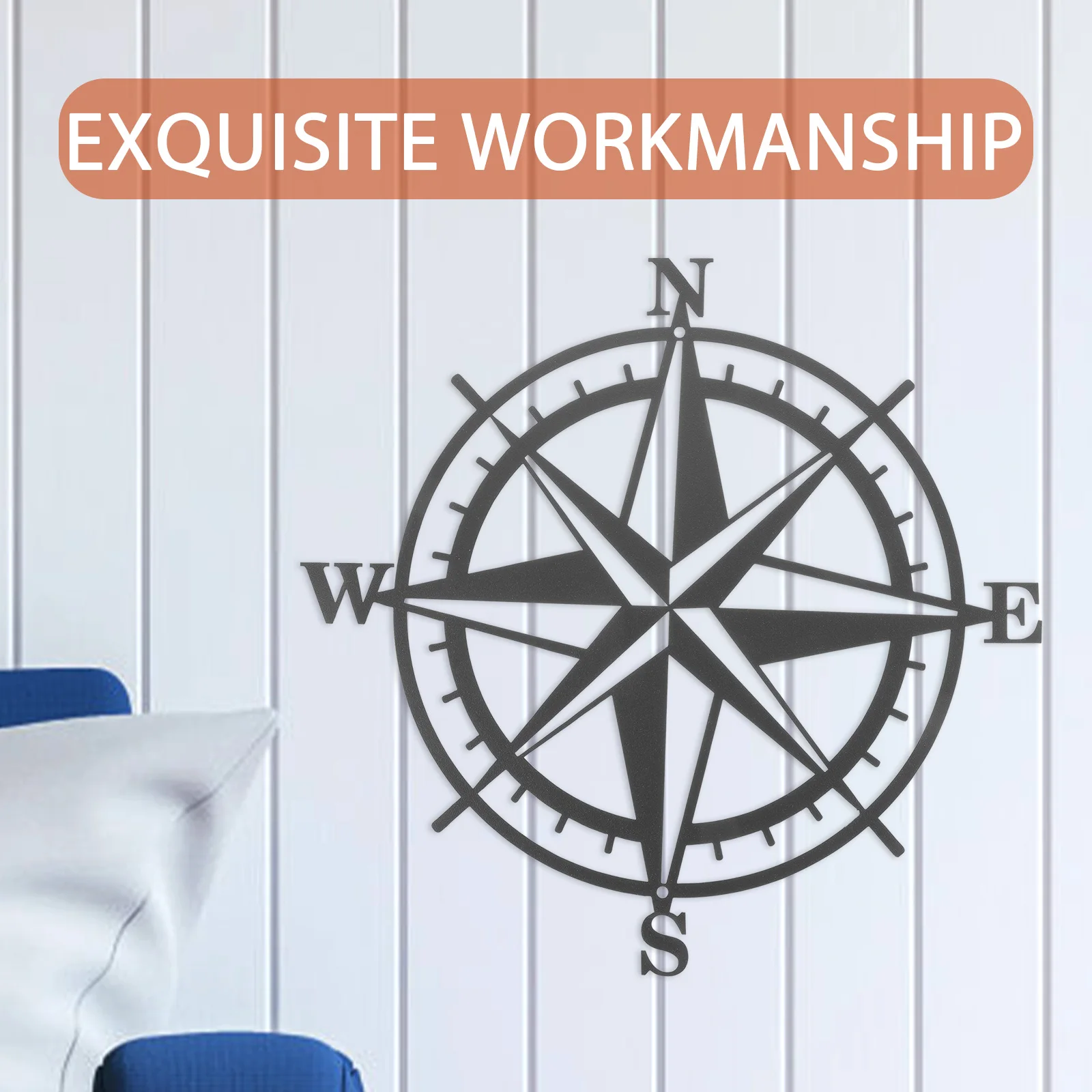 

Decor Metal Pendant Nautical Home Art Living Room Decorations Iron Sign Outdoor Bathroom Patio Compass Hanging Craft Scene