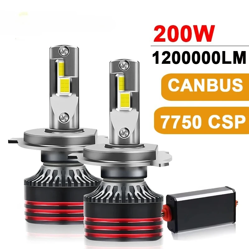 

2 шт. светодиодная лампа для фар H7 H4 H11 200 Вт для автомобиля 9005 9006 HB3 HB4 9012 Canbus 6000K авто/мото 1200000LM лампа противотуманная фара LHD 12 В