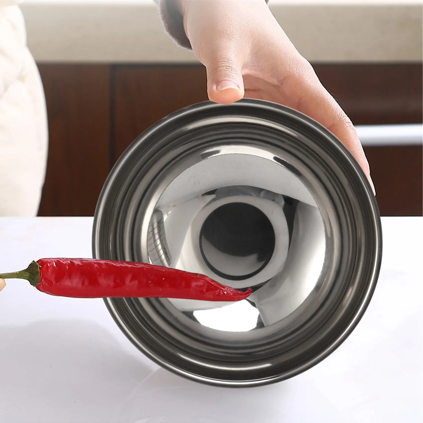 وعاء من الفولاذ المقاوم للصدأ ABZS، أوعية خلط من الفولاذ المقاوم للصدأ، 10 عبوات من أوعية التعشيش المعدنية المعزولة بجدار مزدوج، 4.7 بوصة #5