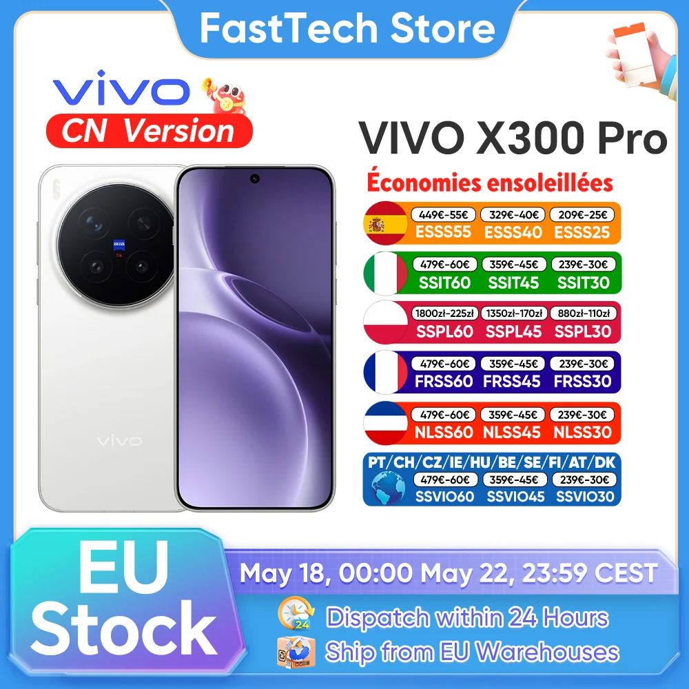 Teléfono Inteligente VIVO X300 Pro 5G, Dimensity 9500, Pantalla AMOLED de 6.78″, 6510mAh, Carga Rápida de 90W, Cámara Teleobjetivo ZEISS APO de 200MP, NFC, OTG
