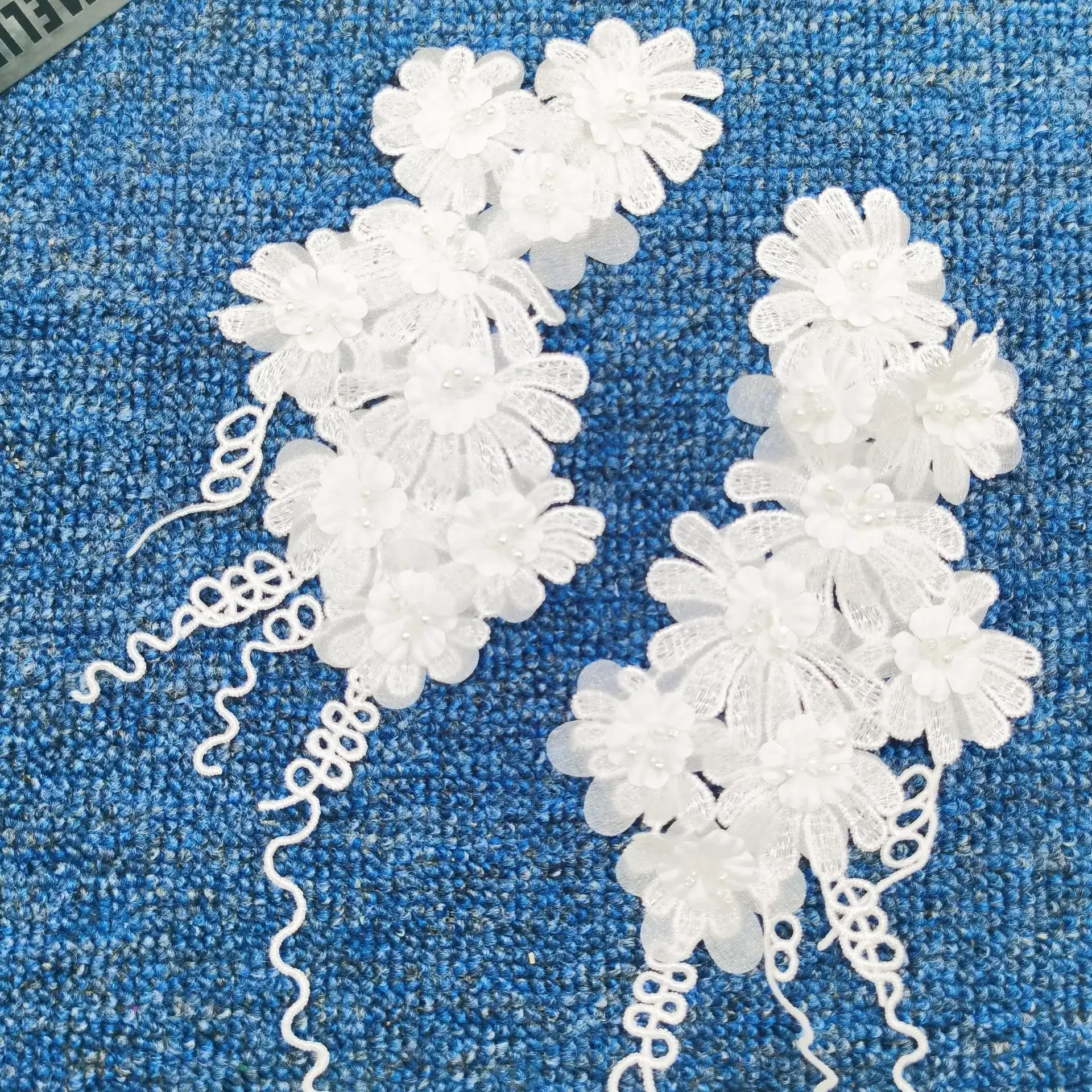 

New polyester lace embroidered lace crystal beads decorative flower clothing accessories