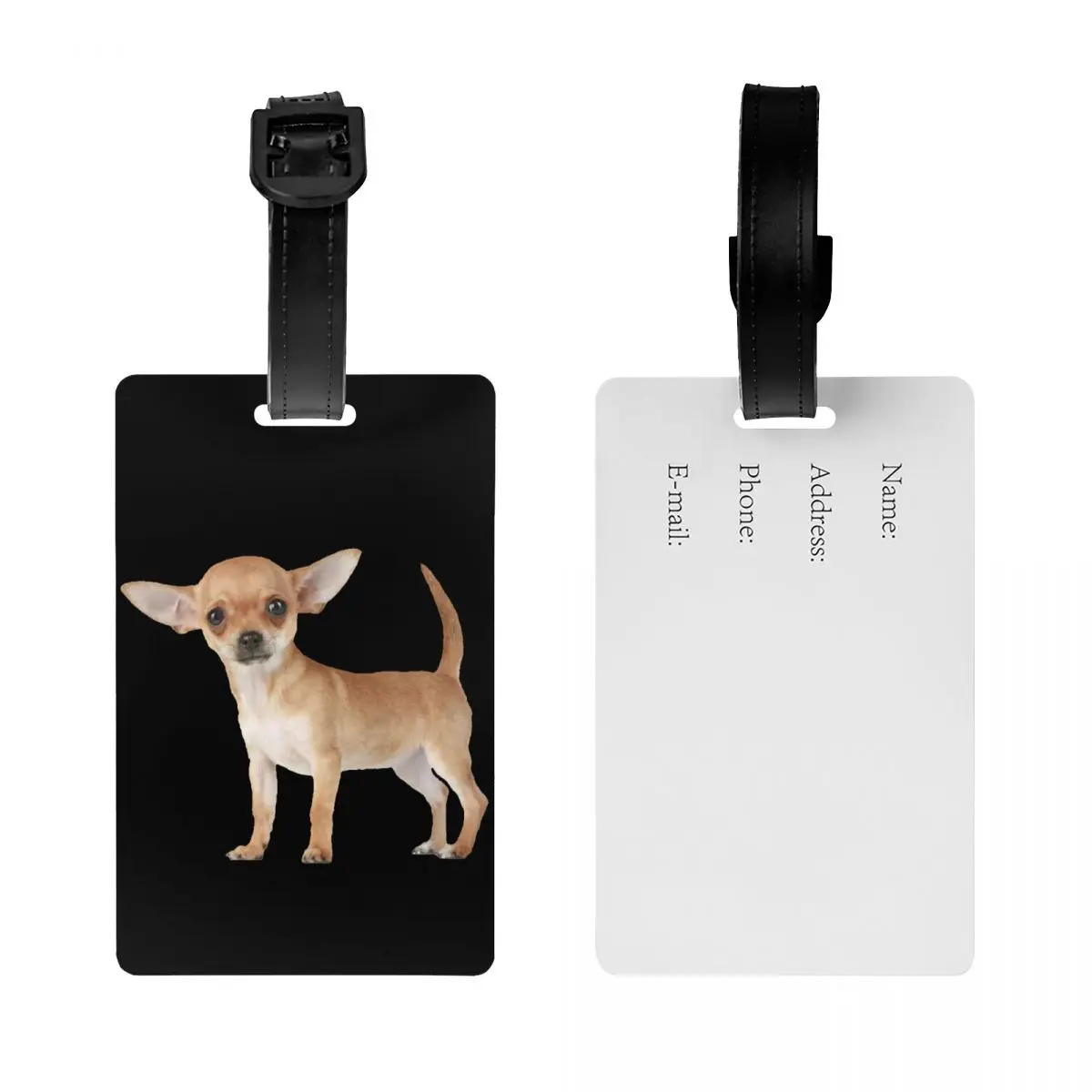 Custom Chihuahua Dog Luggage Tag Privacy Protection Baggage Tags Travel Bag Labels Suitcase