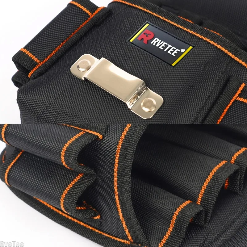 Thickened Wearable Electrician Tool Belt Pouch, 8 Pocket Slots with Tape Measure Hook, Portable Hand Tools Storage Organizer Bag