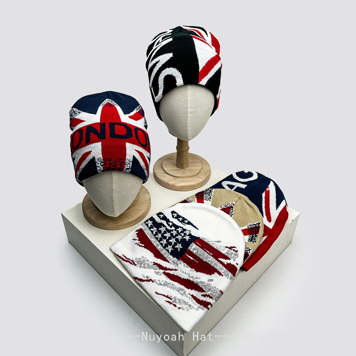 Union Jack Jacquard Knitted Beanie Hat for Men And Women Warm Outdoor Retro Street Dance Hip-Hop Fashion Personalized Knit Cap