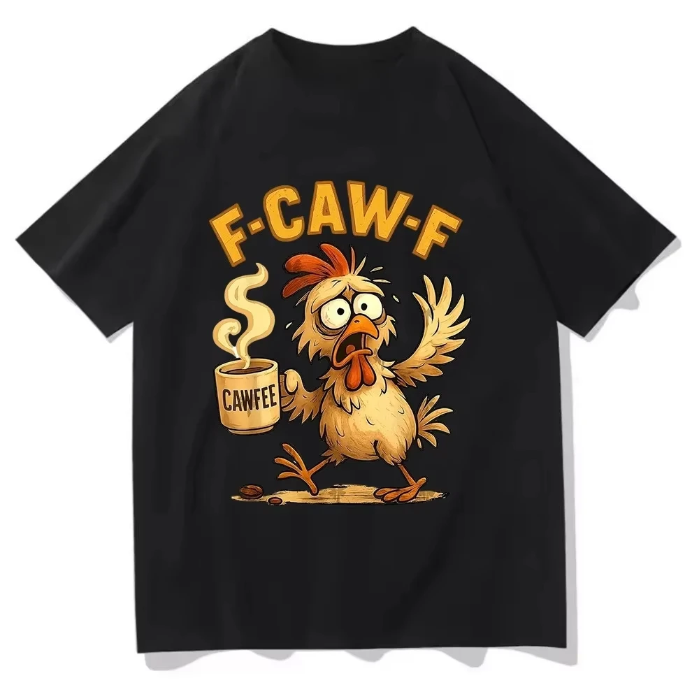 Funny F-Caw-F Chicken T-shirt Sunset Vintage FCAWF Chicken Tee Shirts Summer New Black Bird Tops Chicken Meme Women Clothes