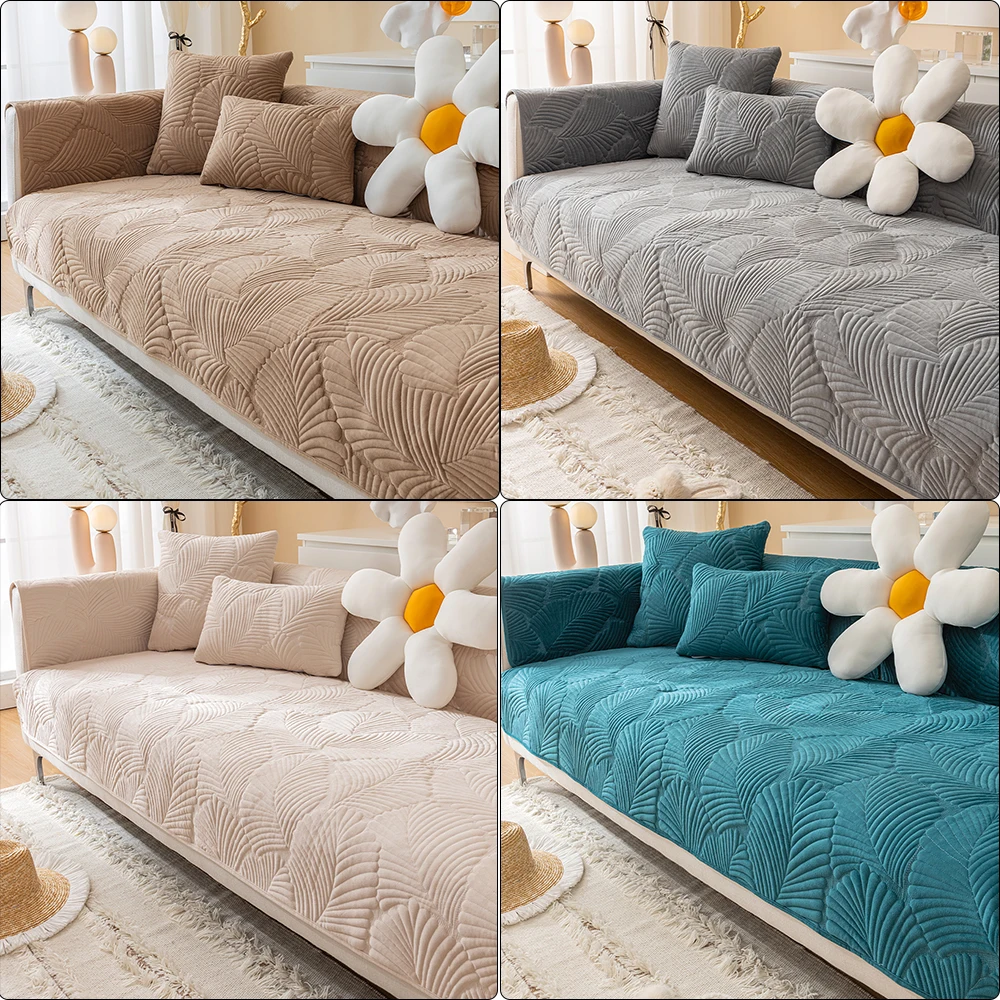 Factory Wholesale Custom Banana Leaf Pattern Jacquard Elastic Fabric Sofa Slipcover Non-Slip Pet-Friendly Cover for Living Room