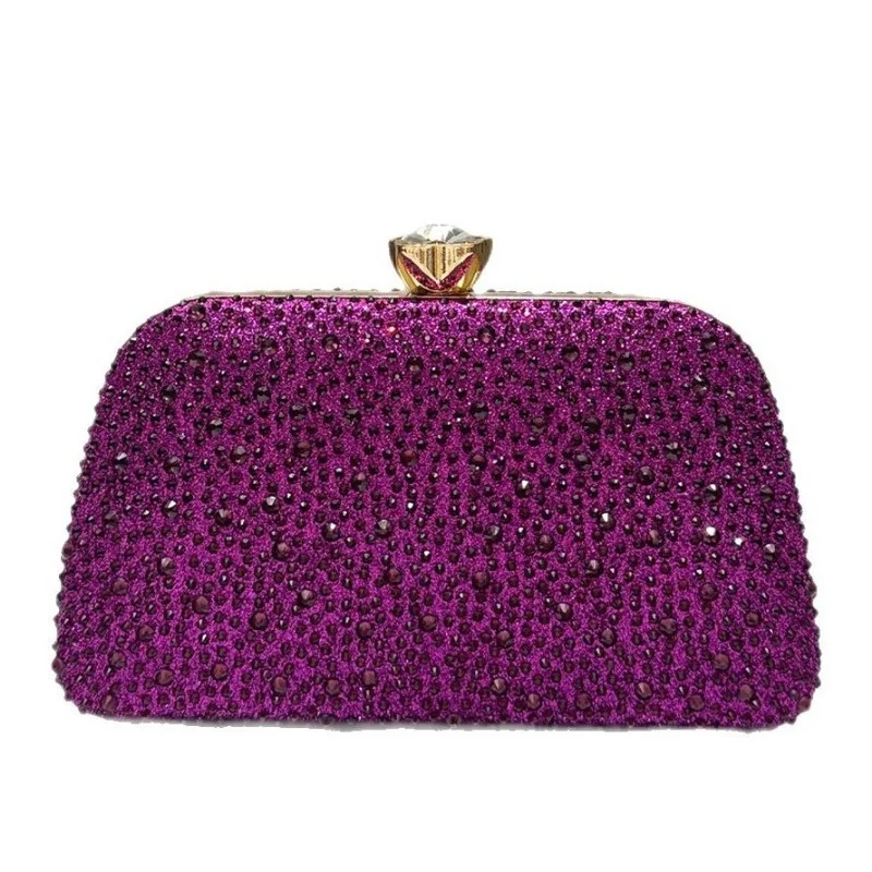 

Elegant Purple Rhinestone Handbag Women's Fashionable Red Mother of Bride/groom Clutch Purse Crystal Box Evening Bags