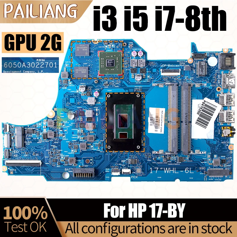 

For HP 17-BY Notebook Mainboard 6050A3022701 i3-8145U i5-8265U i7-8565U 216-0889018 2G Laptop Motherboard Full Tested