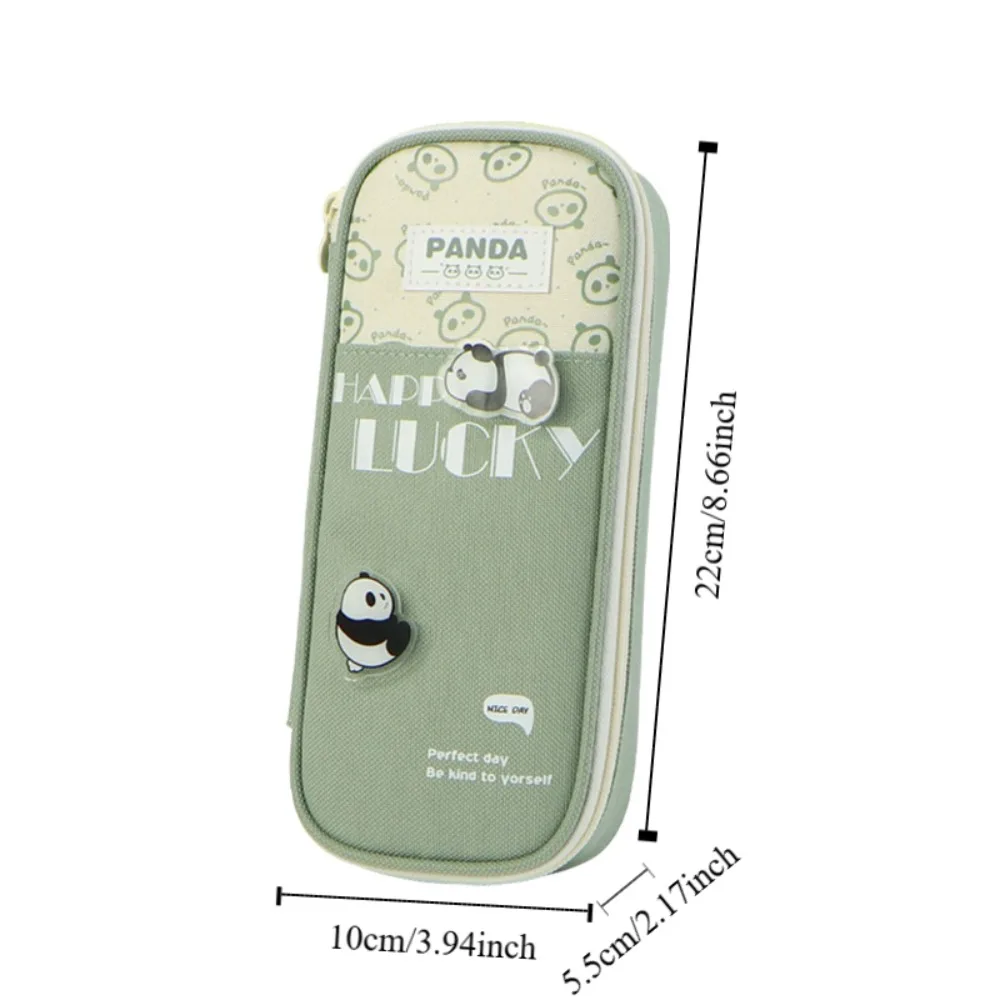 Multifunction Creative Two Layers Pen Holder Large Capacity Pen Boxes Green Cute Fashion Kawaii Zipper Student Pencil Pouch