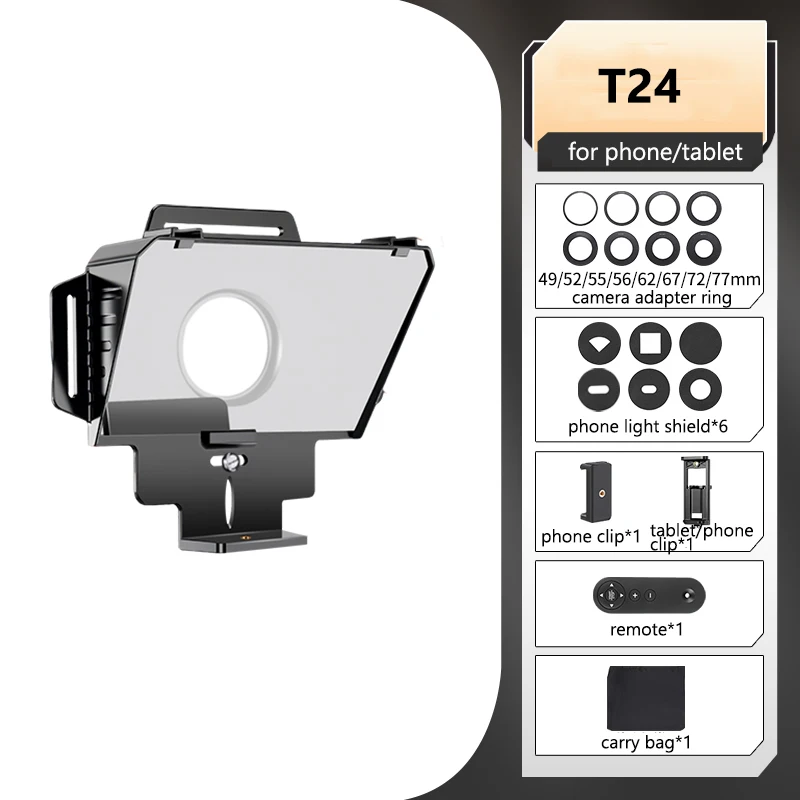 Portable Professional Teleprompter for Mobile Phone Equipment Supports Camera Tablets Wide Angle Lens Photo Studio Accessory