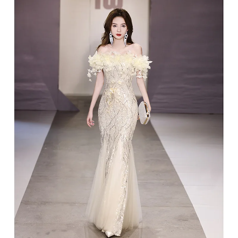 PJN 2025 Evening Party Dresses Women Sexy Sequin Graduation Gown Formal Mermaid Cocktail Dress Long Host Birthday Wedding Dress