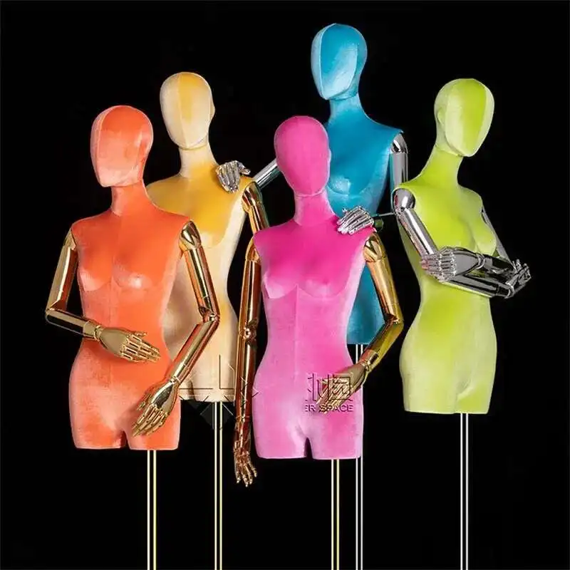 

Women's Clothing Store High-end Mannequin Colorful Cloth Cover Female Half-length Mannequin for Window Clothing Display Rack