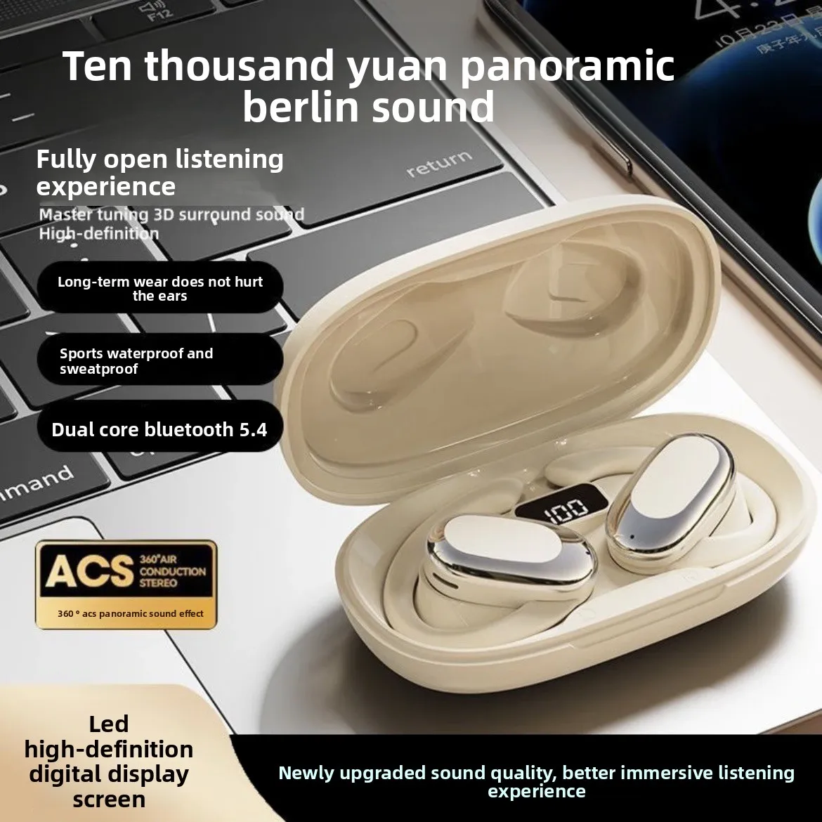 LGOODVIN OWS Clip Ear Bluetooth 5.3 Headphones 2025 New Wireless Earbuds HiFi Sound Comfort Wear Long Battery