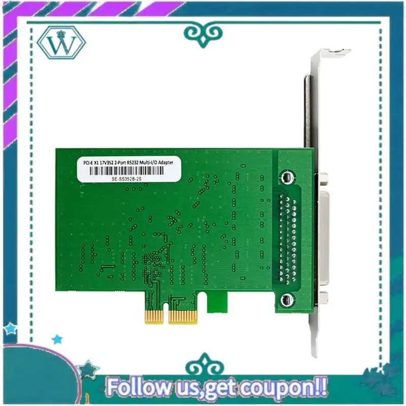 Модернизированная карта адаптера последовательных портов PCIE RS232 Карта контроллера ввода-вывода Pcie X1 Карта Pcie 2.0 Gen1 Чипсет PCI Express XR17V352
