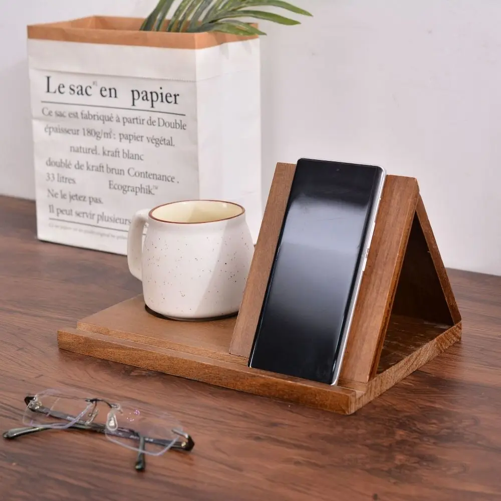 

Removable Wooden Reading Stand Owl with Cup Holder Multifunctional Recipe Shelf Small Bookshelf Handmade Triangle Book Stand