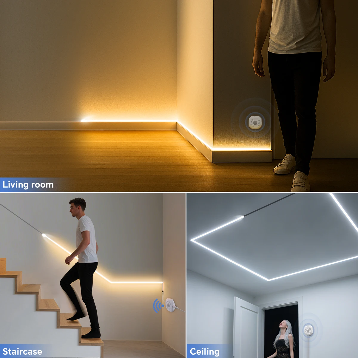 تشغيل تدفق المياه مطاردة LED قطاع أضواء 24 فولت WS2811 محس حركة LED مصباح لاصق لدرج الممر سقف إضاءة ديكوريّة