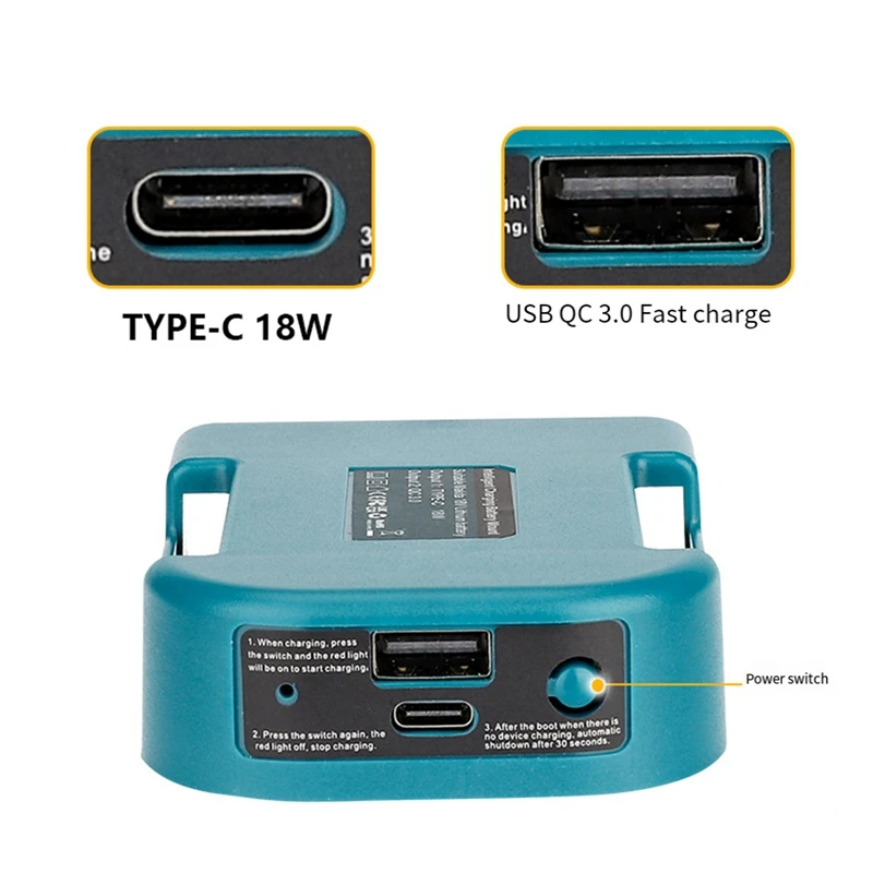 Portable Charger Adapter Compatible 18V Li-Ion With USB Type-C Battery Holder Fast Charging image 2