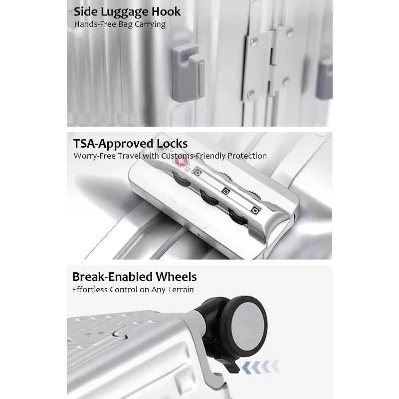 20-inch handbagage met bekertelefoonhouder en laptopcompartiment, pc-koffer met harde schaal