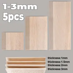 1/1.5/2/3mm 5pcs Lightweight Craft Board Model Toys Balsa Wood Chips Building Carving Handicraft Educational DIY Accessories