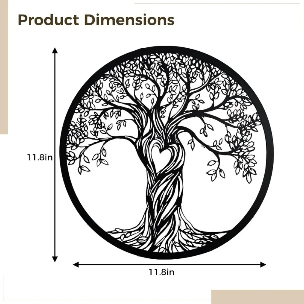 Rustic Metal Tree of Life Wall Art, Heart Shape Home Decor, Iron Art for Hanging