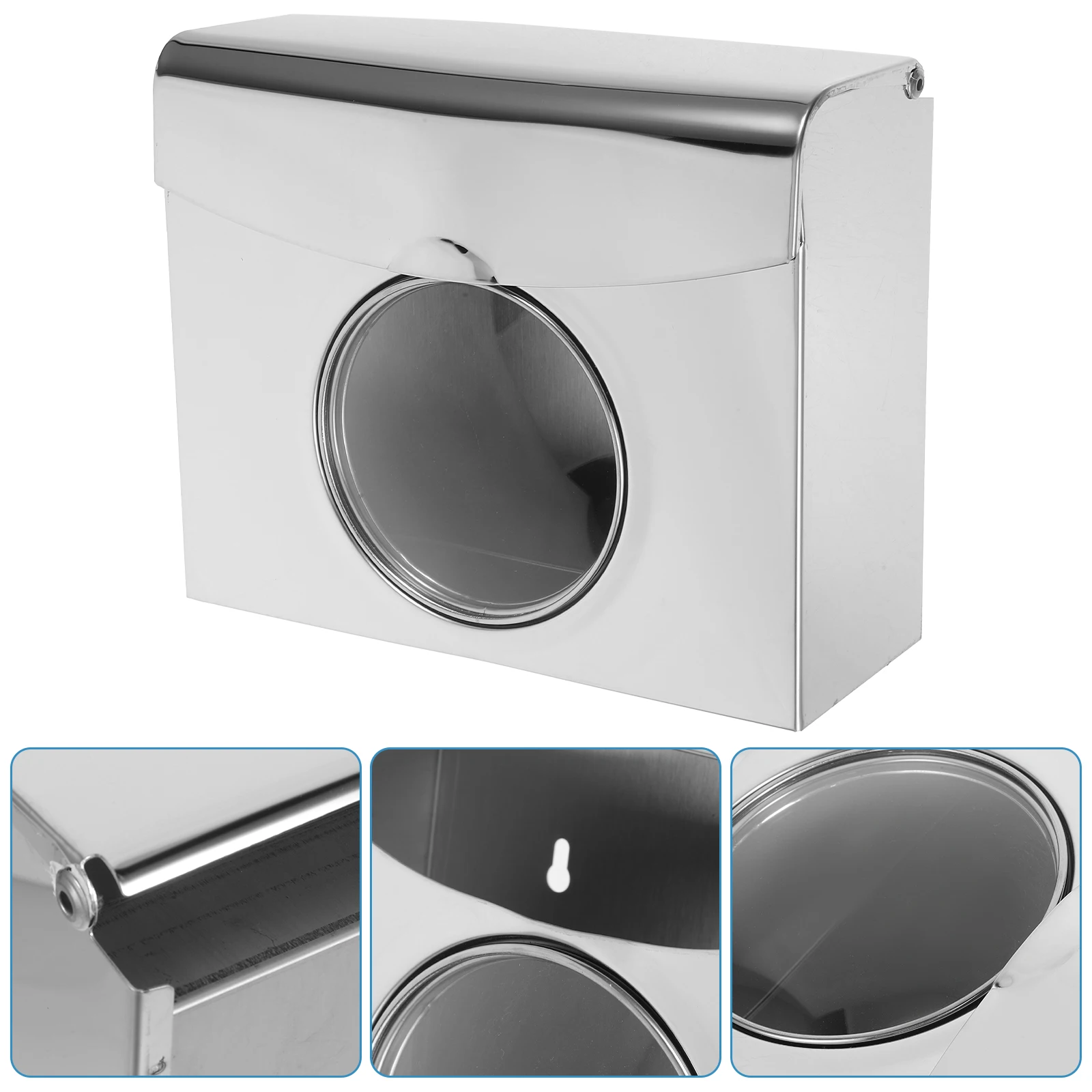 

Stainless Steel Tissue Box Wall Mounted Storage Holder For Bathroom Living Room Kitchen Home Use Rectangular Reusable