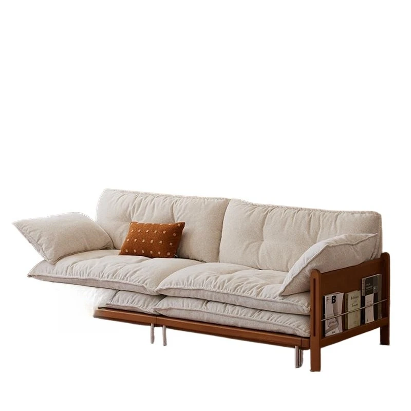 Flowing cloud sofa bed retro style living room folding sofa bed dual-purpose 2025 new simple straight row fabric sofa