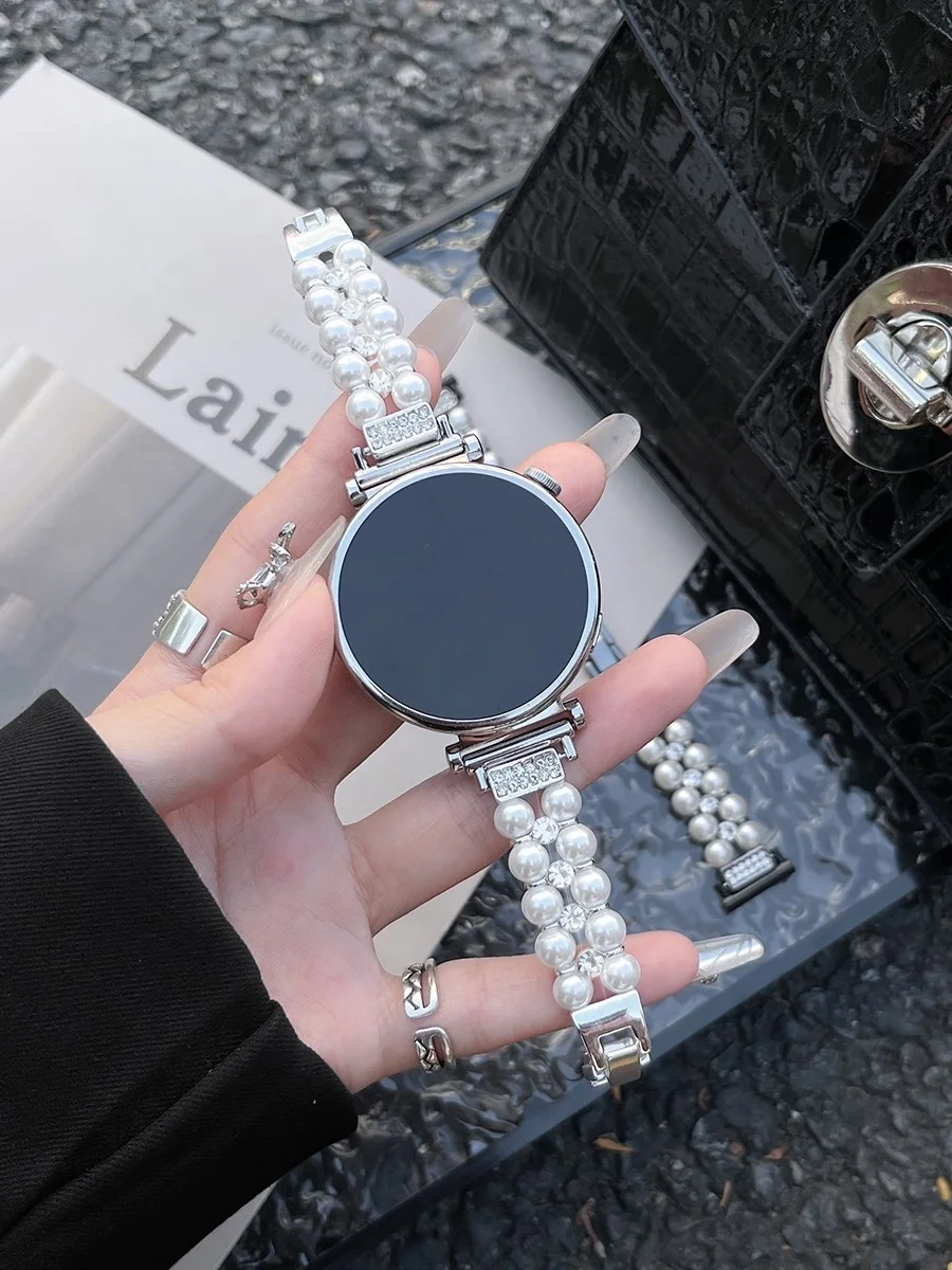 

Suitable for HW Watch Fit3/Fit4 watch straps and HW Band 8/9/10NFC double row pearl studded diamond handmade watch straps