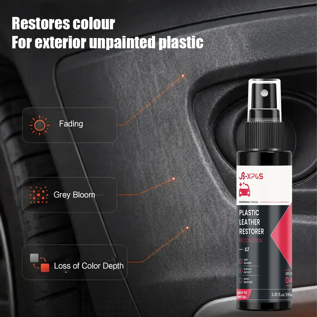 Car Plastic Restorer Trim Revitalizing Coating Agent Auto Plastic Parts Refurbish Black Shine Restoration Liquid YT0104