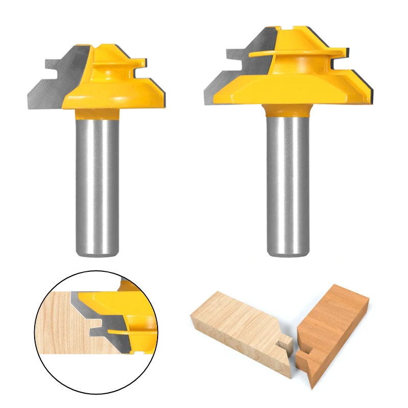 Lock Miter Router Bit para Carpintaria, Tenon Milling Cutter, Carbide Alloy Tool, 45 Degree, 12mm, 1/2 "Shank, 1 Pc
