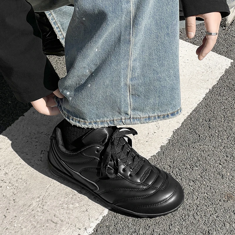 Spring Hot Selling Men'S Fashionable Solid Color Flat Shoes With Round Toe And Front Tie Casual Style Men'S Shoes For Daily Wear
