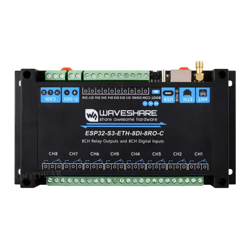 ESP32-S3 산업용 8채널 릴레이 IOT LAN WiFi/블루투스/CAN/RJ45 이더넷/POE