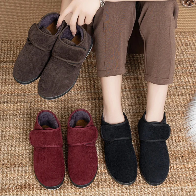 Neue vielseitige modische Freizeitschuhe mit Klettverschluss für den Winter, Mutterschuhe mit weichem Obermaterial für größeren Komfort