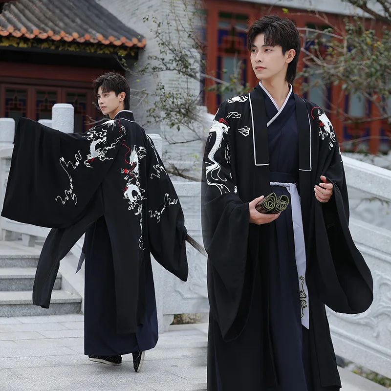 

Китайская традиционная одежда Hanfu, мужское платье фехтовальщика древней династии Хань, восточная одежда, костюмы для косплея на Хэллоуин