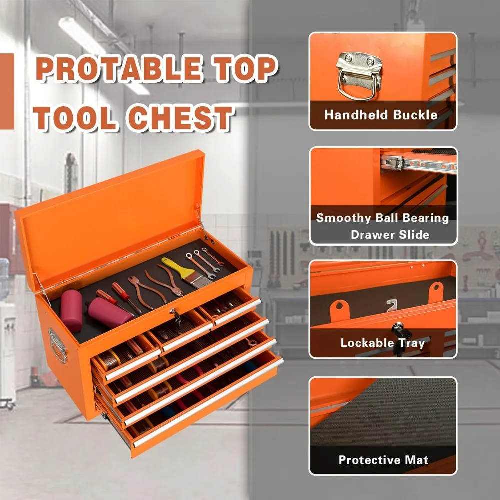 8段引き出し付き大容量ローリングツールチェスト、ガレージや倉庫での使用に適した取り外し可能なロック付き収納キャビネット