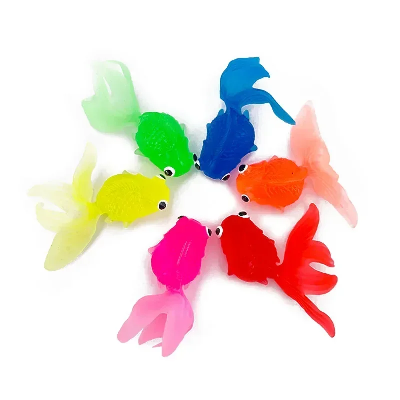 Juego de juguetes de simulación de peces dorados de goma para niños, juguetes de juegos de agua para bebés, regalos de ducha de baño para niños pequeños, 6 piezas por juego