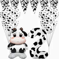 Cow Party Supplies Standing Cow Balloon 40inch Number Balloon Cow Print Latex Balloon Children's Farm Birthday Party Decoration